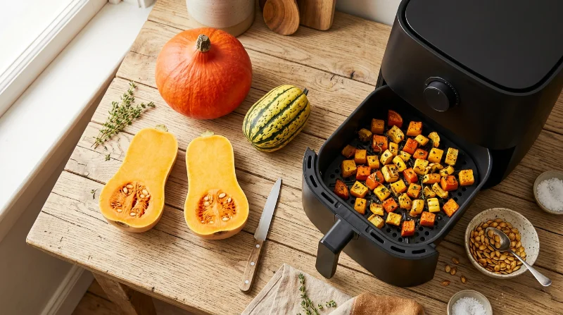 Cuire la courge à l'airfryer : temps, découpe et idées