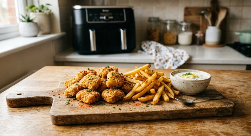 Nuggets de poulet maison et frites à l'airfryer : le repas complet en une seule cuisson