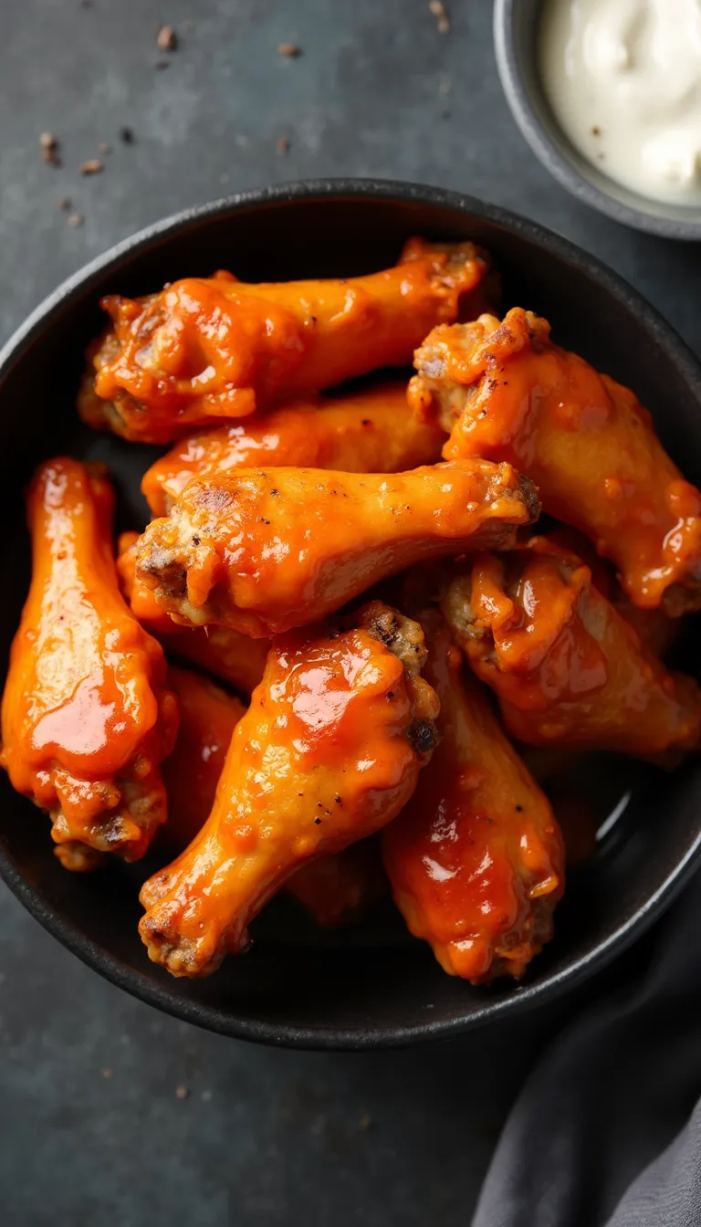 Crispy buffalo wings in air fryer with mayo sauce