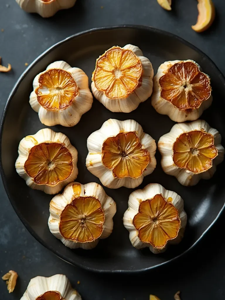 Roasted air fryer garlic with golden, caramelized cloves