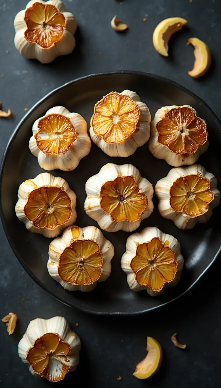 Roasted air fryer garlic with golden, caramelized cloves